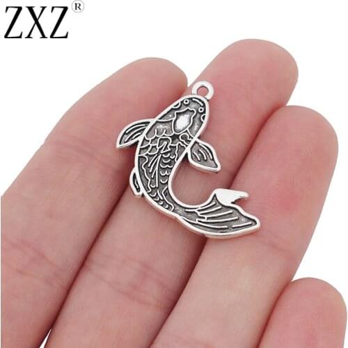 ZXZ 10pcs Fish Charms Pendants Beads for Necklace Bracelet Jewelry Making Findings 25x19mm
