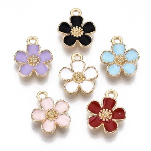 10pcs Wholesale Colorful Cute Enamel Flower Pendant Jewelry Making Charm Bracelet Earrings DIY Accessories