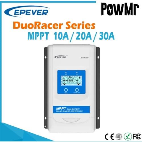 EPEVER Solar Controller MPPT DuoRacer Dual Battery Charge Controller 10A 20A 30A Solar Charger Regulator DR3210N DR2210N DR1206N