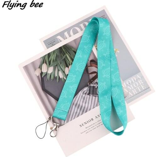 Flyingbee Sea Turtle Cartoon Key Chain Lanyard Gifts For Child Students Friends Phone USB Badge Holder Necklace X1937