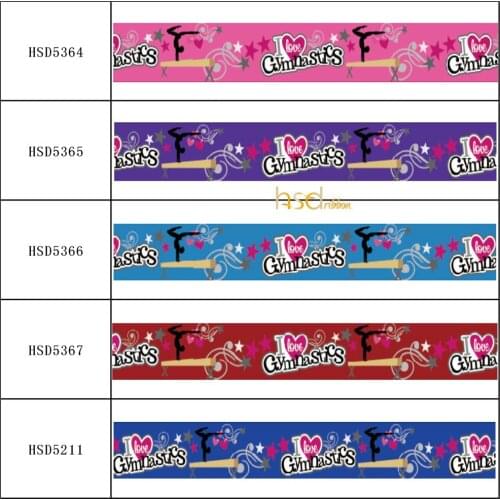 HSDRibbon custom Gymnastics pattern 16MM 22MM 38MM 50MM 75mm Heat transfer printed Grosgrain Ribbon 50Yards/Roll