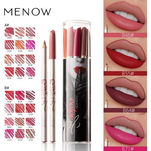 12pcs/set Menow lipliner pencil purple orange sexy red color wooden handle smooth cream waterproof matte eyeliner tattoo