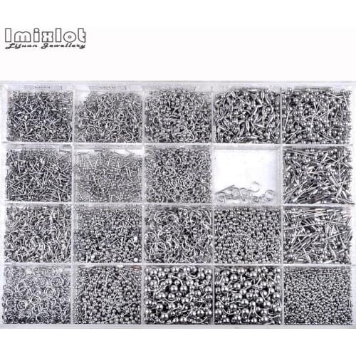 55/85/105Pcs Mix Styles Stainless Steel Tongue Eyebrow Belly Nose Ring Ear Cartilage Tragus Body Piercing Jewellery Wholesale