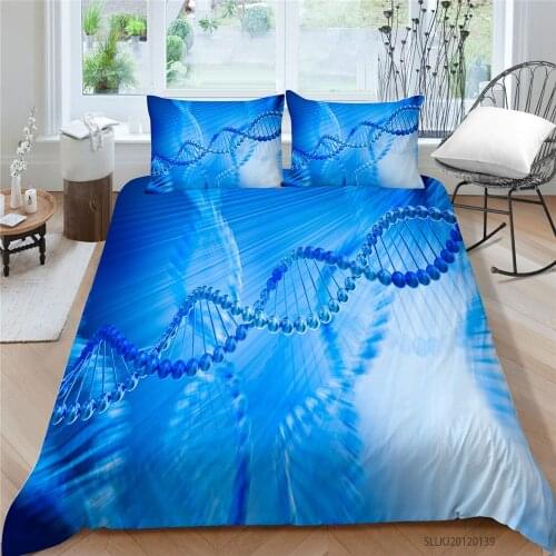 Gene Chain Bedding Set King Size Creative Blue Duvet Cover Set Queen Twin Full Double Single 3D Bed Set Biological