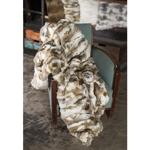 Patchwork Rabbit Fur Throw Blanket Bed Towel Real Fur Mermaid Blanket Decorative Bedding Sofa Cover Various Color