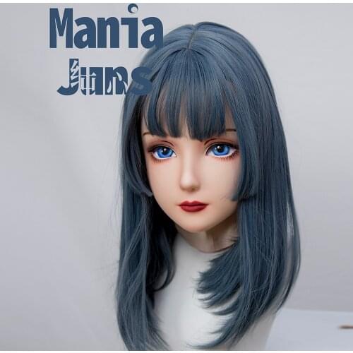 M) Full Head Flesh Color Latex Hood Cosplay Japanese Characteer Animego Crossdress Doll Kigurumi Mask