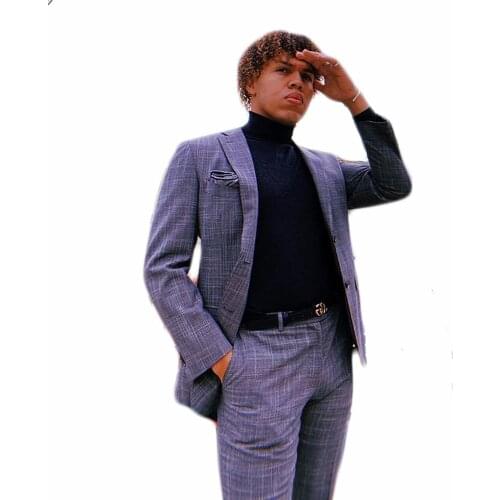 Man Suit Skinny Striped Singal-Breasted 2Pieces Button Fly Sarmt Casual Banquet Evening Wedding Groom Best Male Outfit