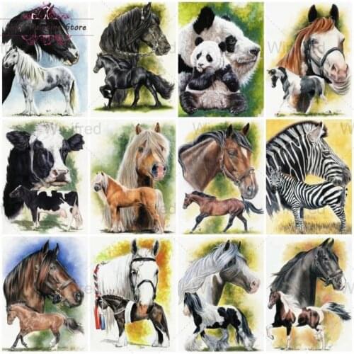 5D DIY Diamond Painting Kit Animals Pattern Cross Stitch Animal Head Body Mosaic Full Round Diamond Embroidery Decor Painting
