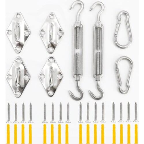 Stainless Steel Sunshade Sail Accessories Strong Load-bearing Hardware Kit Screw Spring Hook Carabiner Awning Fixing Accessories