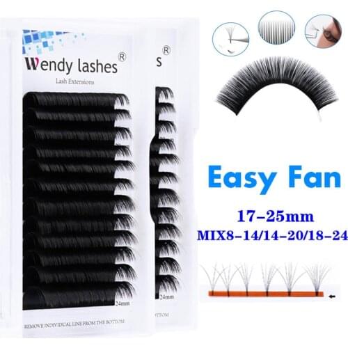 Wendy Easy Fan Lashes 25 MM Soft Faux Mink Automatic Flowering Lashes Natural Russian Volume Fans Eyelashes Extensions Supplies