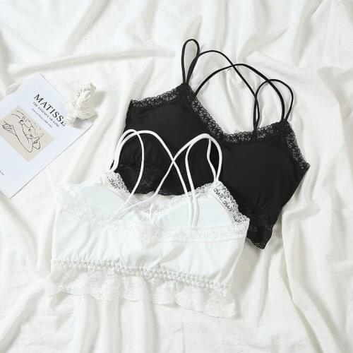 2021 New Summer Women Lingerie White Lace Sexy Tank Crop Tops U Back Top Bralette Corset Camisole Underwear