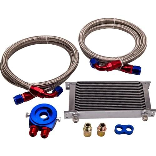 New 19 Row AN10 Universal Engine Oil Cooler+Filter Adapter Kit 01EGF002EBK