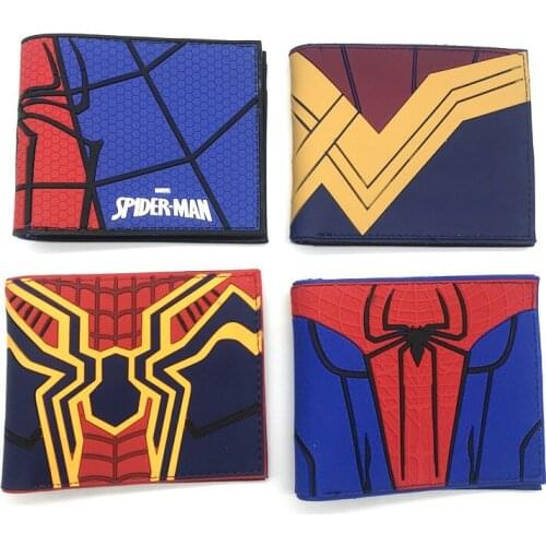 Disney New Spider-Man Variety Wallet Short Student Wallet Wonder Woman Coin Purse Anime Peripheral Folding Boys and Girls Gifts