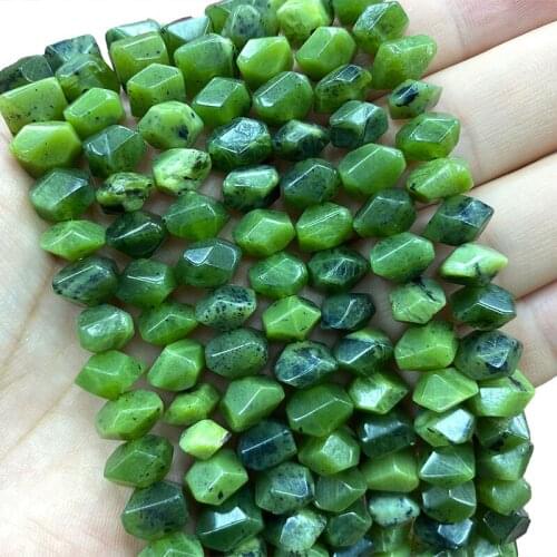 Wholesale AAA 100% Natural Green Jaspers Irregular Wheel Faceted Stone Beads For Jewelry Making DIY Bracelet Neckalce 8-11MM