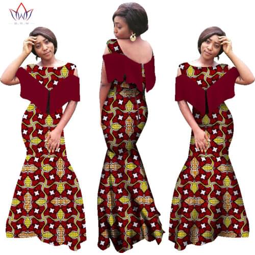 New BintaRealWax African Dresses for Women Sleeveless Mermaid Dresses Maxi Dress Sexy Plus Size African Clothing 6XL WY990