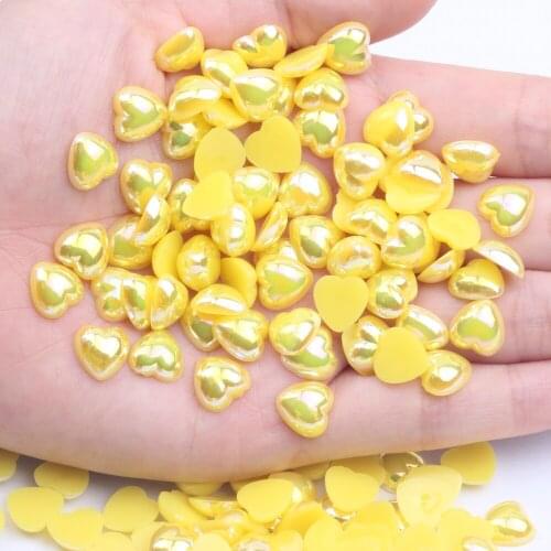 Heart Shape Half Pearls Flatback Imitation 8mm 500pcs Glue On Resin Pearls AB Colors Super Shiny For Crafts Scrapcooking Shoes