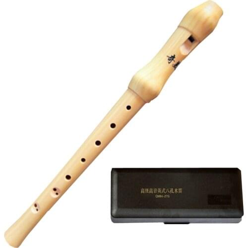 Professional 8-Hole Baroque Soprano Wooden Recorder C Key Clarinet High-pitched Voice Vertical Flute with Black Resin Case