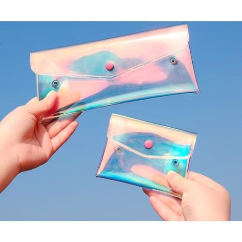 Transparent Pencil Bag Coin Purse Women Wallet Laser PVC Mini Zipper Wallets Pouch