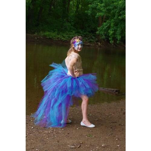 Rainbow Dance Custome Fluffy Girl Women Swallow tail Tutu Skirts Ball Gown Photo T-show Tulle Skirt Birthday Party Clothes Dress