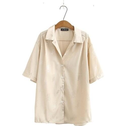 Plus Size Womens V-neck Officewear Blusas Khaki Black Short Sleeve A-line Tops Oversized Vintage Blusas