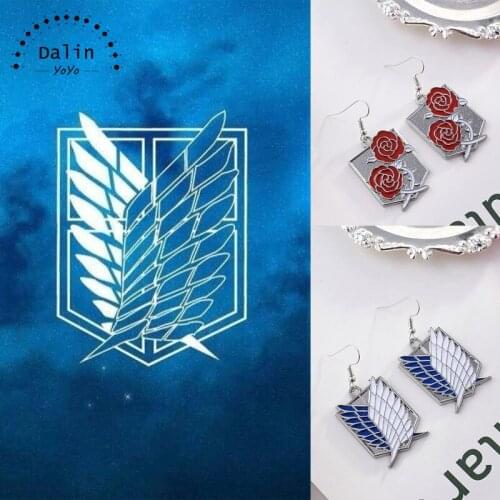 New Anime Attack On Titan Drop Earring Attack Wings SHIKISHIMA EREN Cosplay Dangle Earrings For Women Girl Ear Jewelry