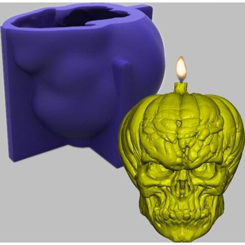 Pumpkin skull Candle silicone Mold Halloween skull mold Gypsum mould for home decoration Chocolate soap mould Halloween Gift