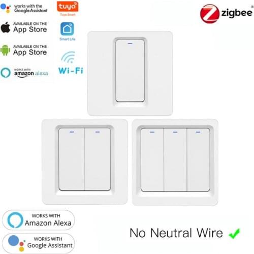 Tuya Zigbee Smart Switch 1/2/3 gang Smart Touch Switch 100-240V Home Wall Button for Alexa and Google Home Assistant EU Standard