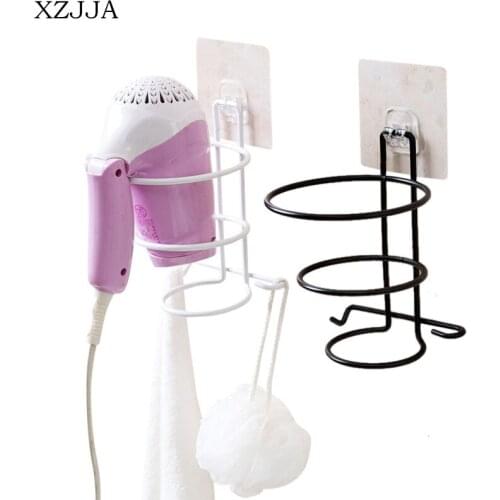 XZJJA Simple Household Iron Arts Wall-mounted Hair Dryer Storage Rack Dormitory Bathroom Supplies Storage Metal Organizer Holder
