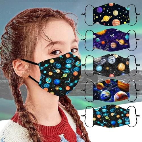 1pc Kids Fashion Face Mask Skincare Childrens Adjustable Reusable Starry Sky Printed Face Masks Mascherina Maseczka Mask Face