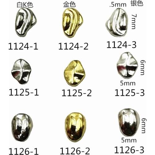 10Pcs/Lot Japan Punk Style Gold Silver Irregular Oval 3D DIY Metal Alloy Nail Art Deco Nail Stickers/Charms/ Tools for Manicure
