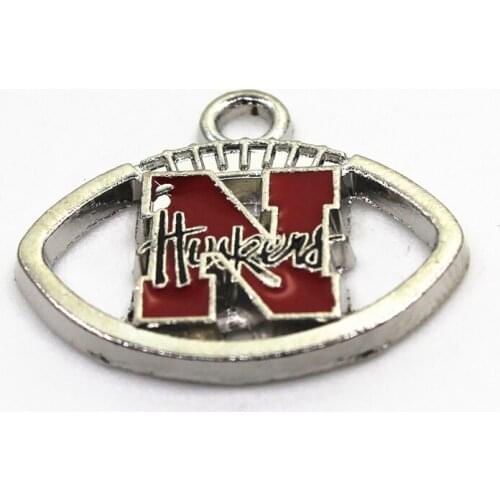New 10pcs US Sport Nebraska Cornhusker Dangle Charms Lobster Clasp Charms Diy Jewelry Accessory For Bracelets Hanging Charms