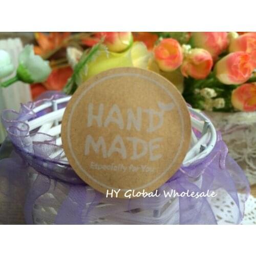 120pcs/pack HANDMADE Packaging Sealing Label Cowhide DIY Gift Party Round And Square sealing stickers