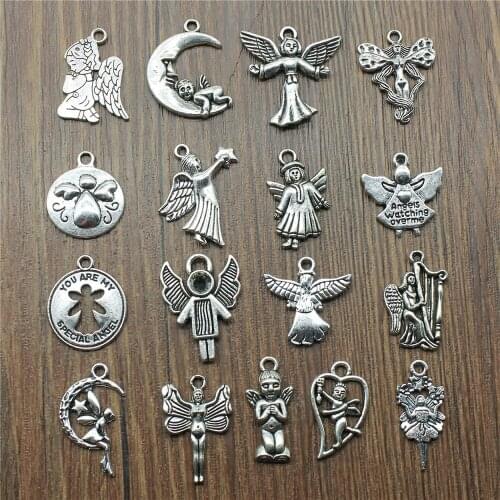 20pcs Angel Charms Antique Silver Color Angel Charms Pendants For Bracelets Angels Charms Making Jewelry