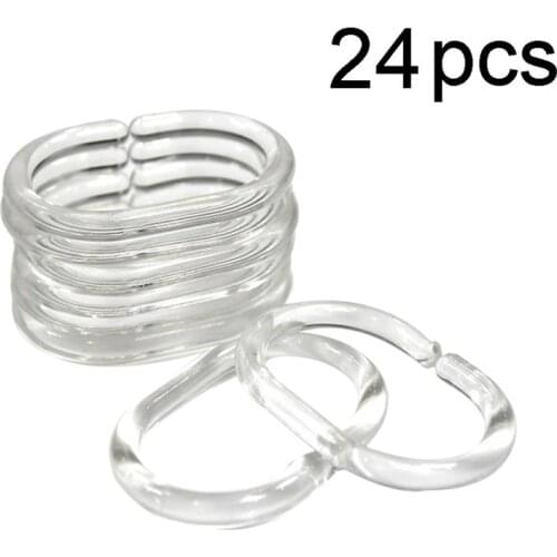 24PCS Curtain Ring Plastic Clear Drapery Ring Window Hardware Bath Curtain Rod Clips Window Home Bathroom Accessories
