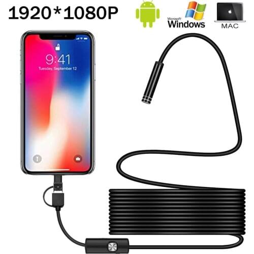 3in1 TYPE-C/Microusb 1080P Endoscope Android Camera IP67 1m 2m 5m Hard Cable Inspection Video Camera Snake Borescope Tube