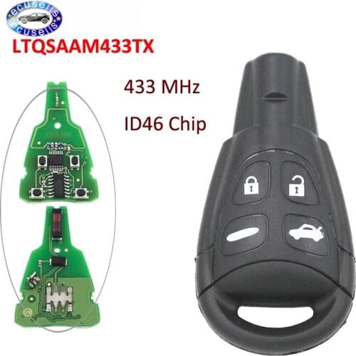4 Button Smart Remote Key 433 MHz for SAAB 93 9-3 2003 2004 2005 2006 2007 2008 2009 2010 2011 ID46 PCF7946 Chip LTQSAAM433TX