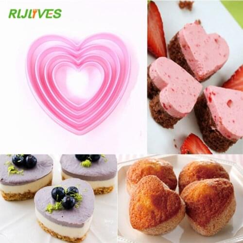 4Pcs/set Stamp SugarCraft Fondant Cake Moulds Cookie Cutter Mold Love Heart Shape Cake Baking Decorating Tools
