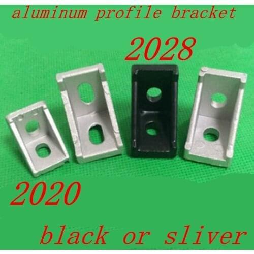 50pcs 2017 2028 black or sliver Corner Fittings Bracket Angle Bracket for 2020 Connector Aluminium Profile
