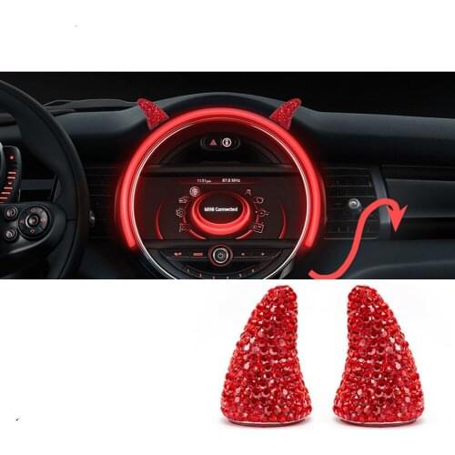 Diamond Devil Horn Car Steering Wheel Dashboard Sticker Bling Bling Decoration for Mini Cooper for Ford for all Cars Ornaments