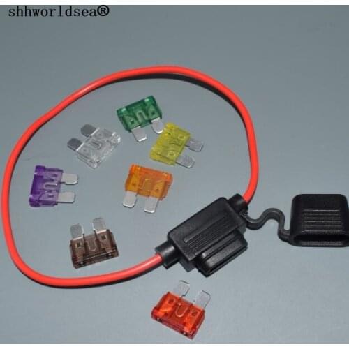 Shhworldsea 16AGW 30CM auto inline mid In-Line Fuse Holder + 1pcs Fuse Inserts 1A 2A 3A 40A 5A 7.5A 10A 15A 20A 25A 30A 35A 40A
