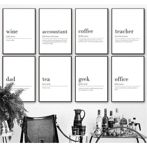 Black And White Definition Of The Words Decorative Canvas Painting Wall Art Picture Artistic Poster For Living Room Decoration