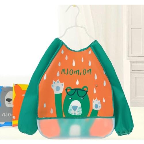 Baby Bibs Long Sleeve Waterproof Eating Burp Cloths Toddler Smock Animal Pattern Newborn Children Feeding Accessories Baby Stuff