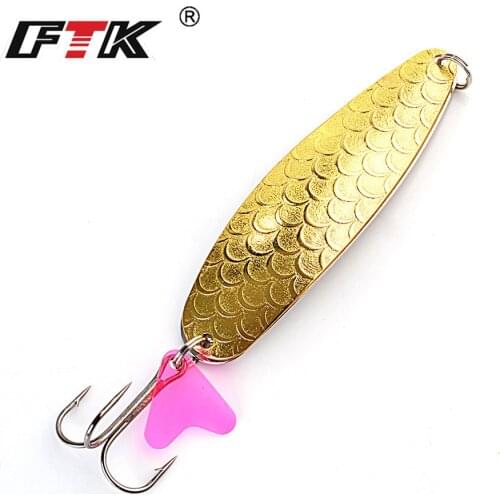 FTK 1pc Metal Fishing Spinner 25g/30g/35g Pike Lure Hard Baits Spoon with Treble Hook Double Sequins Paillette Wobbler Tackle