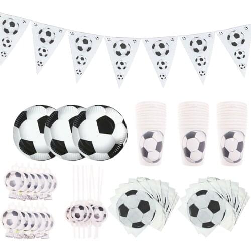 Football Childrens Birthday Holiday Party Supplies Pull Flag Tablecloth Cake Paper Cup Cup Cutlery Set