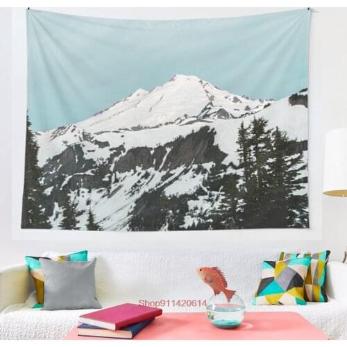 Mount Baker Baby Blue Pastel Mornings tapestry Art Wall Hanging Tapestries for Living Room Decor
