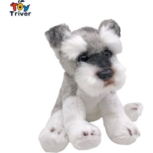 Lifelike Schnauzer Dog Plush Toy Triver Stuffed Animals Doll Puppy Pet Kids Baby Children Birthday Gift Home Decoration Crafts