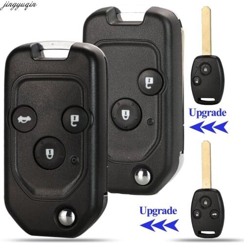 Jingyuqin Remote Car Key Case Shell Upgrade For Honda Accord CRV Odyssey CIVIC Pilot 2003-2013 3 Buttons Flip Fob