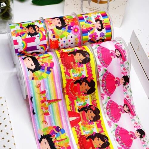 5yards Printed Grosgrain Ribbon For Crafts DIY Hair Bows Birthday Decoration23535