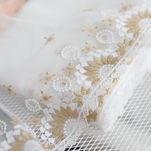 Lace accessories High-end customized models Gold wire mesh embroidery e about 18.5CM D1803