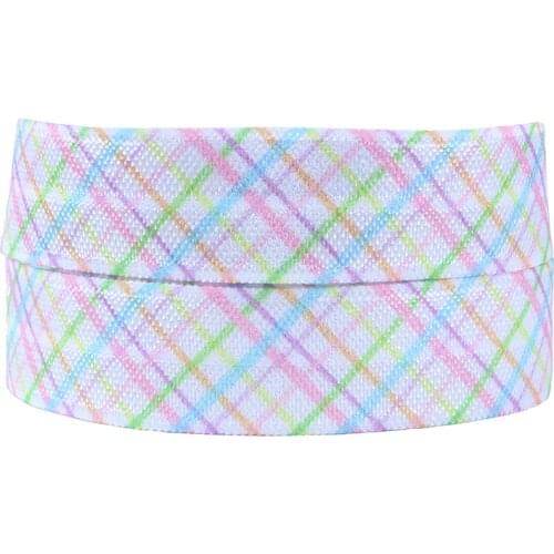 Flora Ribbons foe ribbon, heat transfer printed plaid design fold over elastic for baby headbands